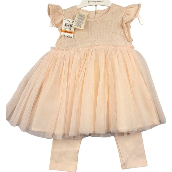 First Impressions Baby Girl Dress Leggings Set 12 Months Whisper Pink - Picture 1 of 6